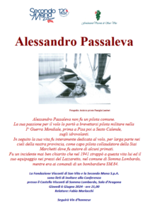 Black and white photo of Alessandro Passaleva, a notable pilot from World War I, featured in a conference flyer.